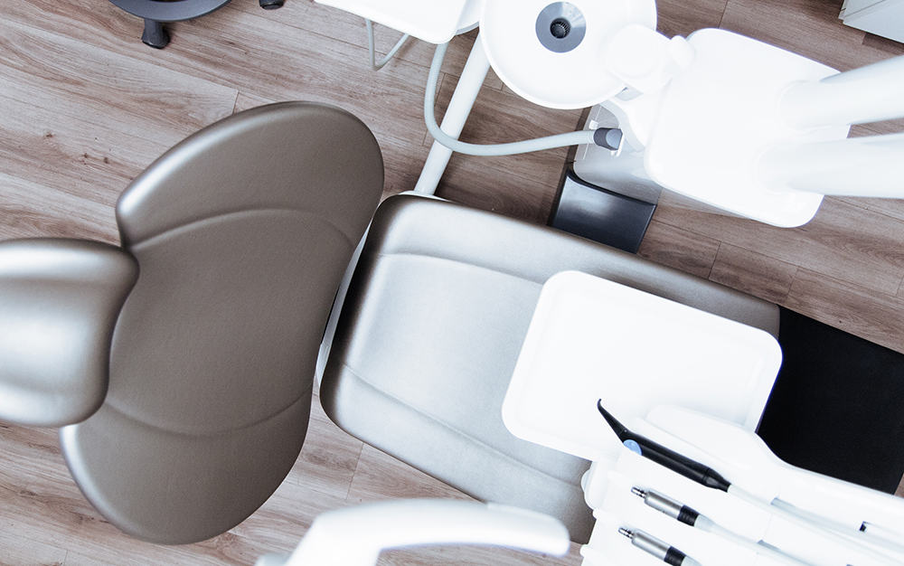 a top-down view of a dentist's chair